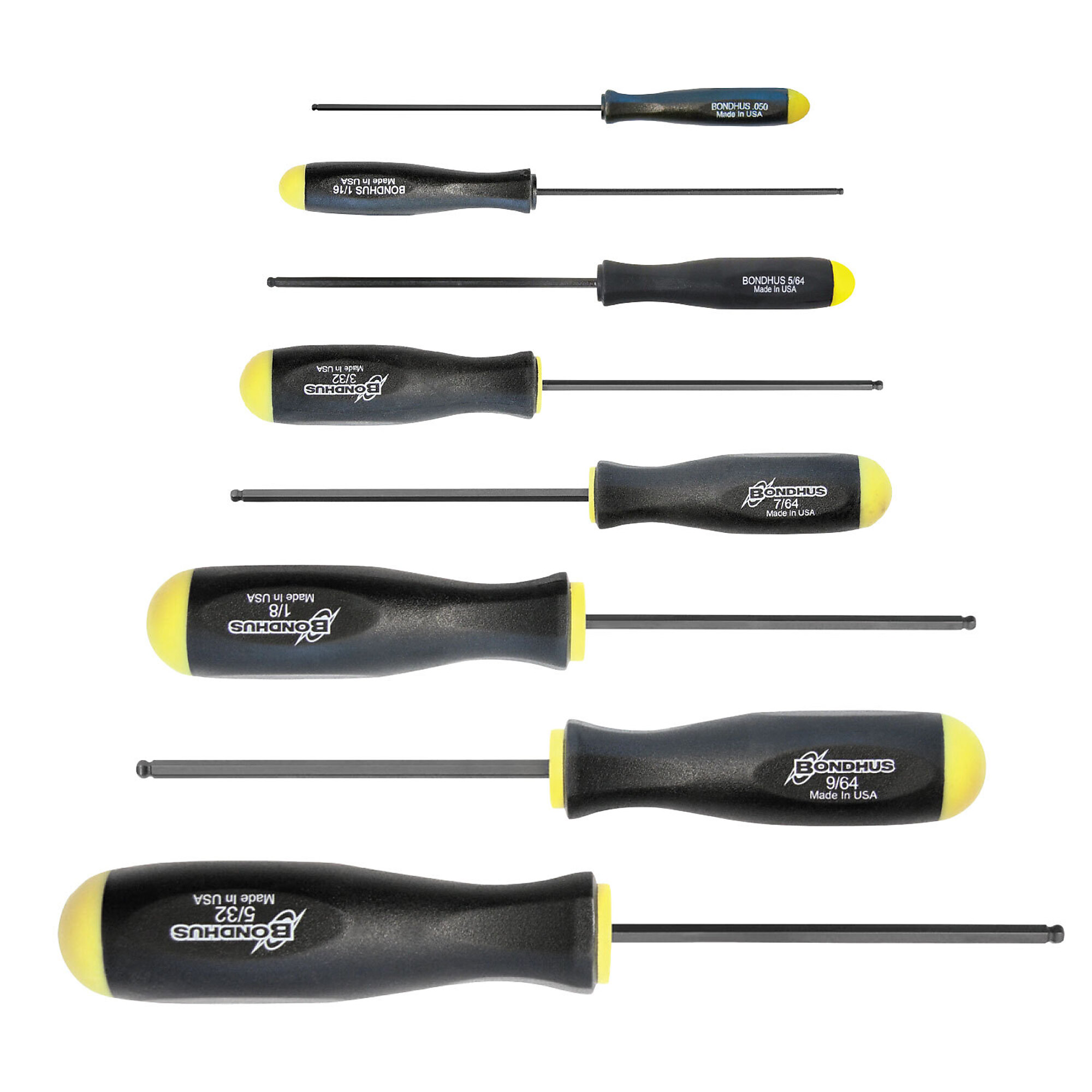 Bondhus Ball End Screwdriver Set of 8, .050-5/32", Model 10632